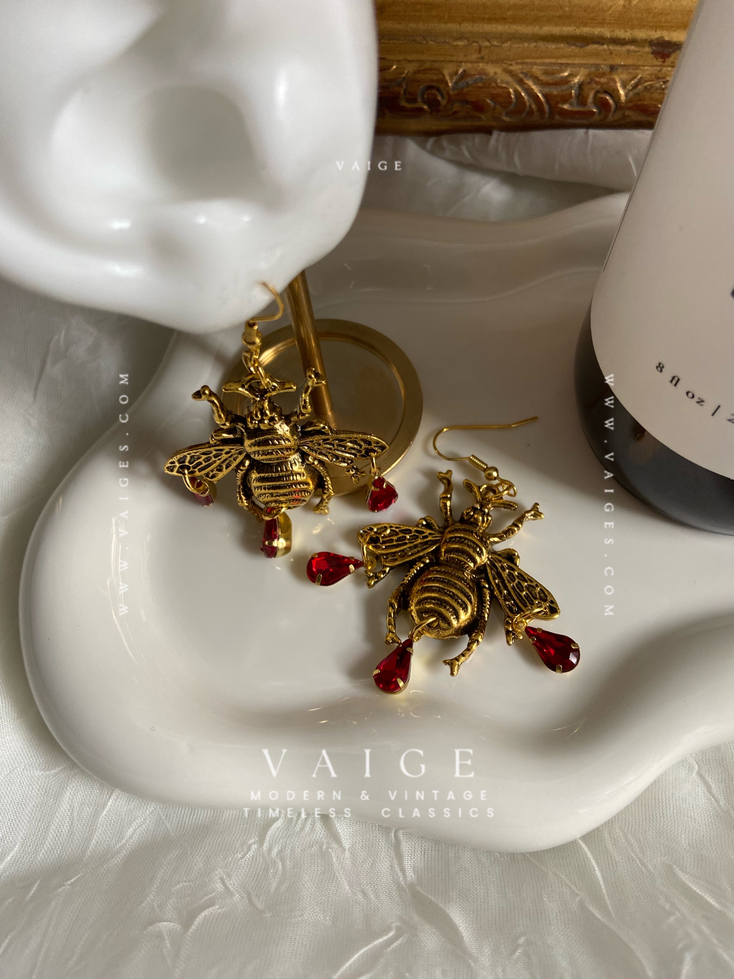 VAIGE 925 Sterling Silver Bohemian Cicadas Hook Earrings